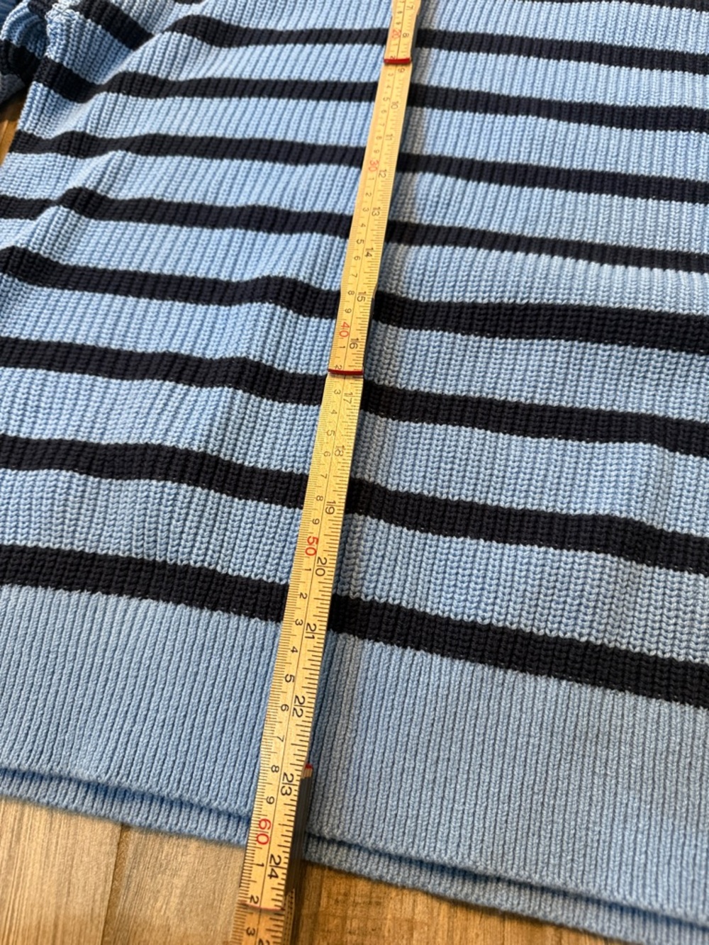 LOFT Light Navy Striped Mock Neck Sweater Shoulder Buttons Nautical XL NWT - Picture 5 of 9